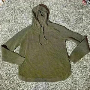 Lauren Ralph Lauren | Green Thermal Hoodie Hooded Knit Pullover Top | sz Lg